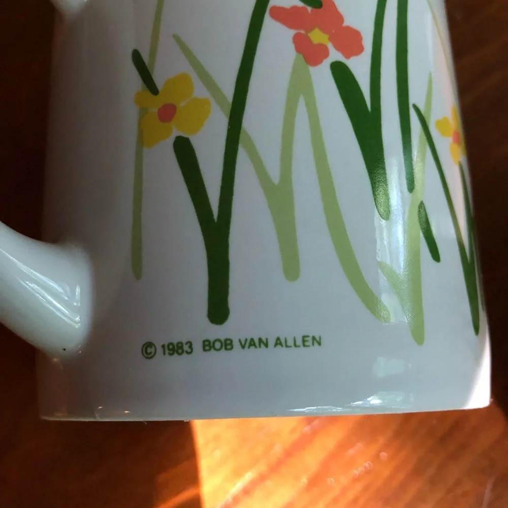 Two Vintage Floral Retro 1983 Bob Van Allen for Contempo Floral Mugs